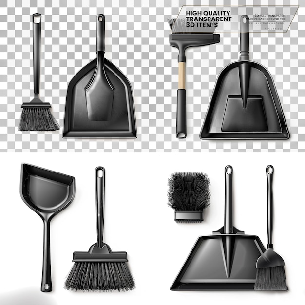 PSD dustpan e pincel um conjunto com um amplo dustpan e um em fundo transparente