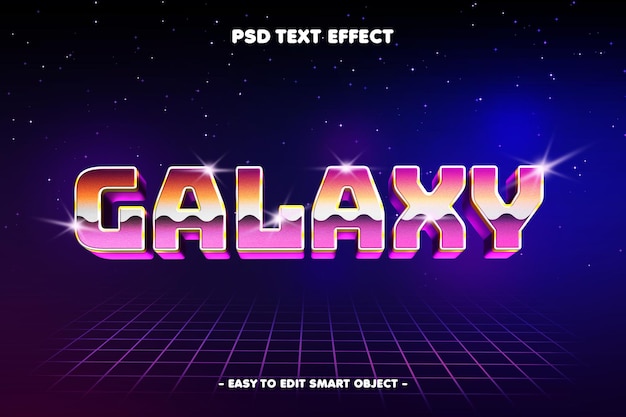 Efeito de texto 3D de estilo Galaxy Retro