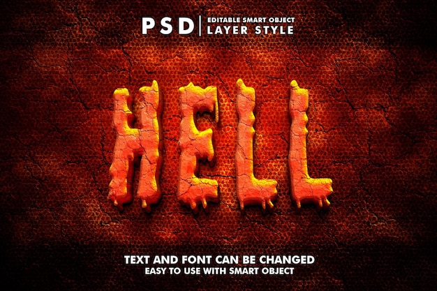 PSD efeito de texto 3d do inferno psd premium