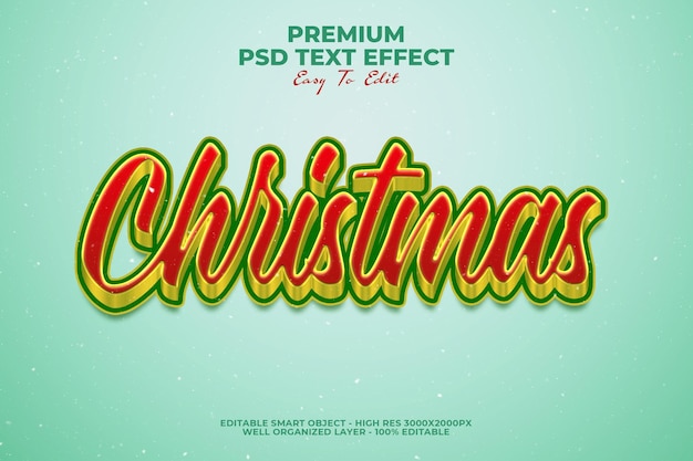 PSD efeito de texto de natal 3d