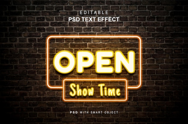 PSD efeito de texto neon de modelo editável