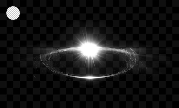 PSD effet de lumière un cercle de lumière avec un halo sur un fond transparent