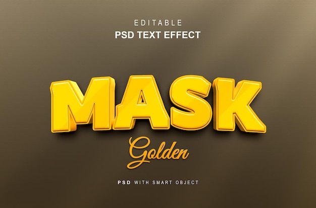 Effet de style de texte Creative 3d Golden Mask