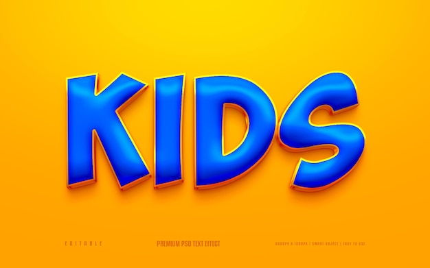 Effet de texte 3d psd premium modifiable bleu et doré pour enfants