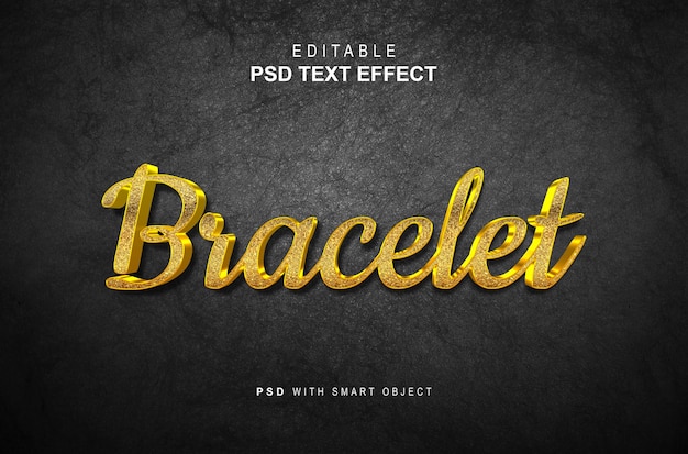 Effet de texte de bracelet en or de luxe