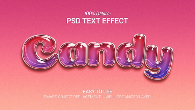 Effet de texte Candy avec effet de verre 3d