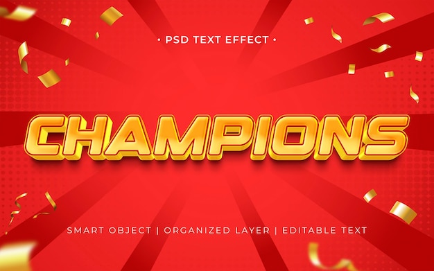 PSD effet de texte des champions