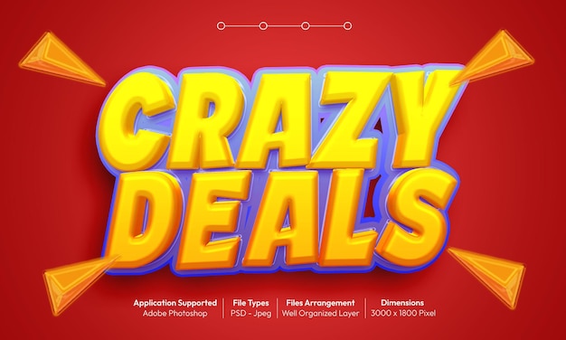 Effet de texte Crazy Deals avec un style de police 3d