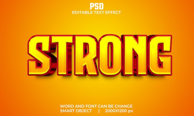 Effet De Texte Modifiable 3d De Couleur Rouge Forte PSD Premium avec arrière-plan