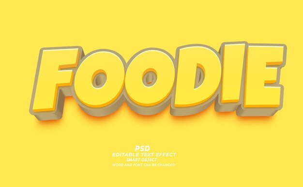 PSD effet de texte modifiable 3d de foodie psd