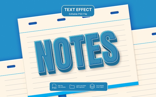 PSD effet de texte des notes