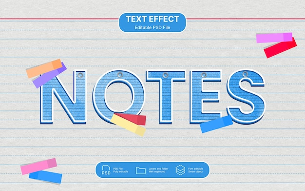 PSD effet de texte des notes