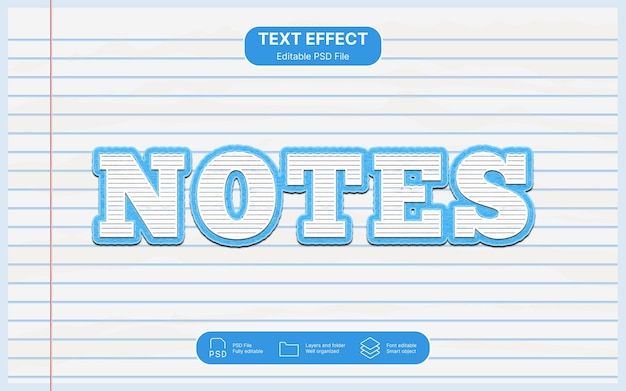 PSD effet de texte des notes