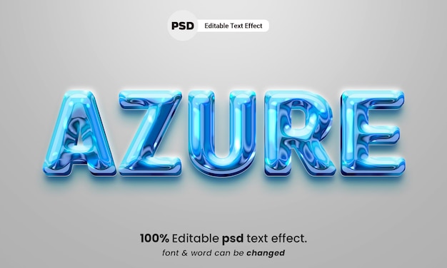 Effet de texte psd modifiable 3d liquide azur