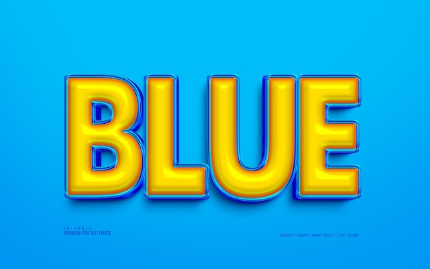 Effet de texte psd premium modifiable 3d bleu