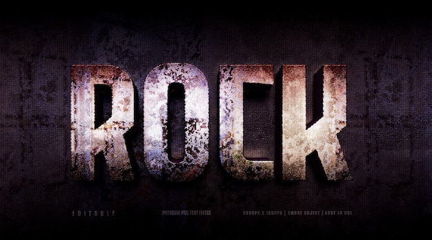 Effet de texte psd premium modifiable rock