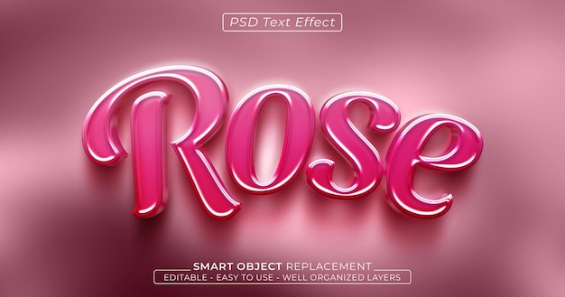 Effet de texte de style 3D modifiable brillant rose