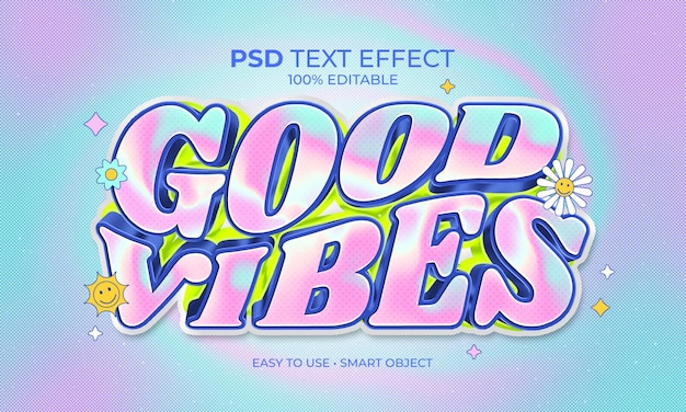 PSD effet de texte de style good vibes y2k