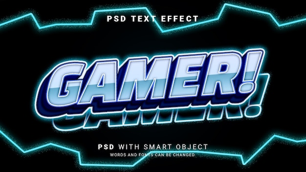 PSD effetto di testo modificabile per gamer 3d