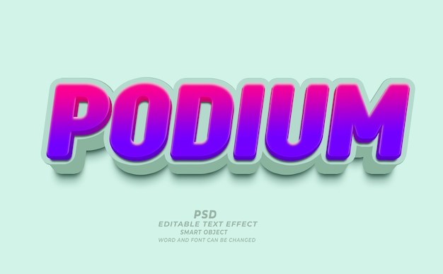 Effetto di testo modificabile PSD 3D Podium