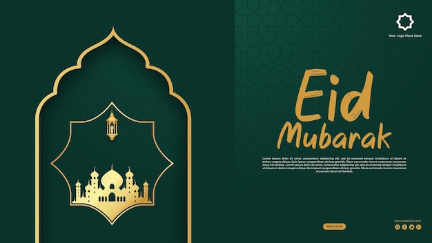 Eid mubarak und eid ulfitr social-media-banner-vorlage