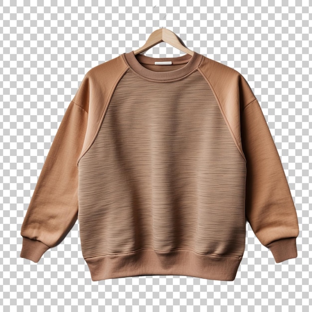 ein brauner Pullover mit einem braunen Design, das auf einem durchsichtigen Hintergrund isoliert ist