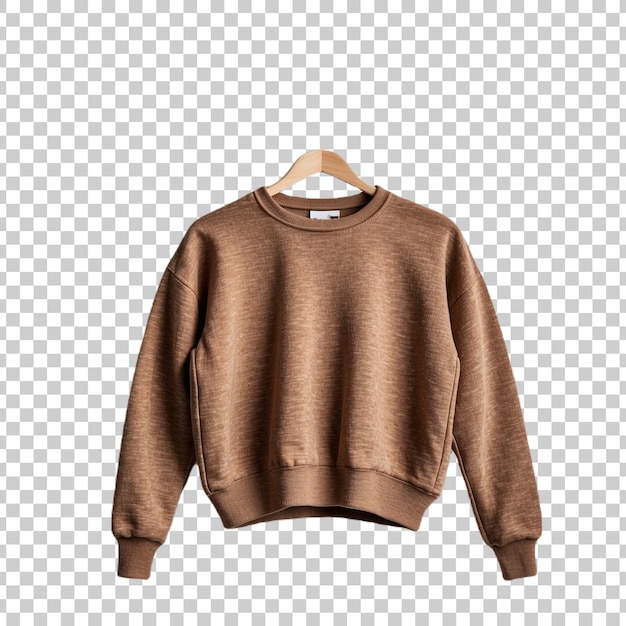 ein brauner Pullover mit einem braunen Design, das auf einem durchsichtigen Hintergrund isoliert ist