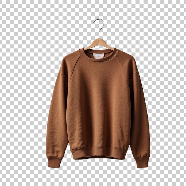 ein brauner Pullover mit einem braunen Design, das auf einem durchsichtigen Hintergrund isoliert ist