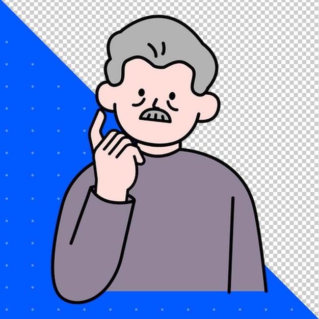 PSD ein mann spricht am telefon mit einem cartoon auf der vorderseite