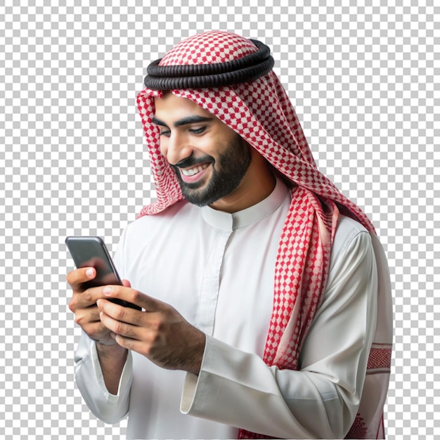 Ein muslimischer Mann benutzt ein Smartphone