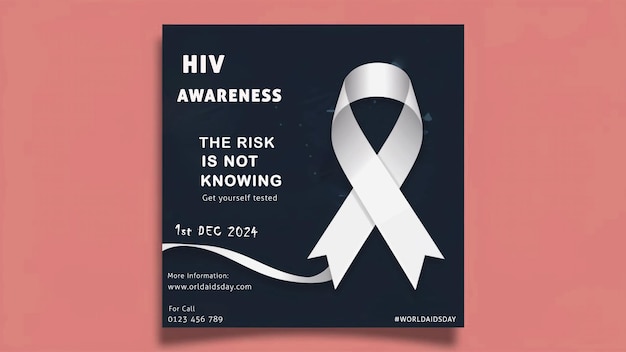 PSD ein poster für hiv-aids wird auf einem rosa hintergrund angezeigt