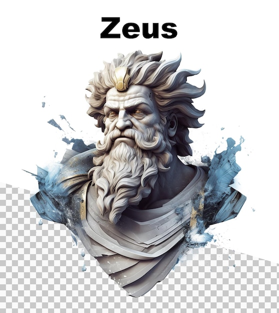 PSD ein poster mit dem gott zeus und dem wort zeus oben