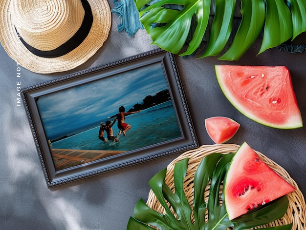 PSD ein sommer-foto-rahmen-mockup