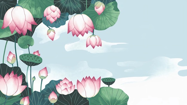 PSD eine blumenillustration einer lotusblume mit dem namen des lotus