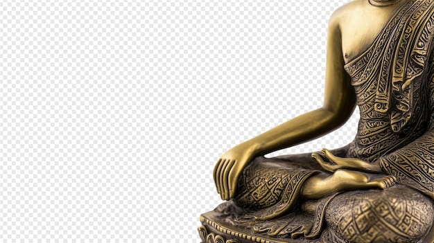 PSD eine bronzestatue eines buddhas mit einem goldenen körper und einem weißen hintergrund