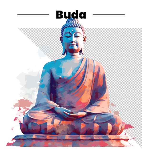 Eine Buddha-Statue mit dem Titel Buda darauf.