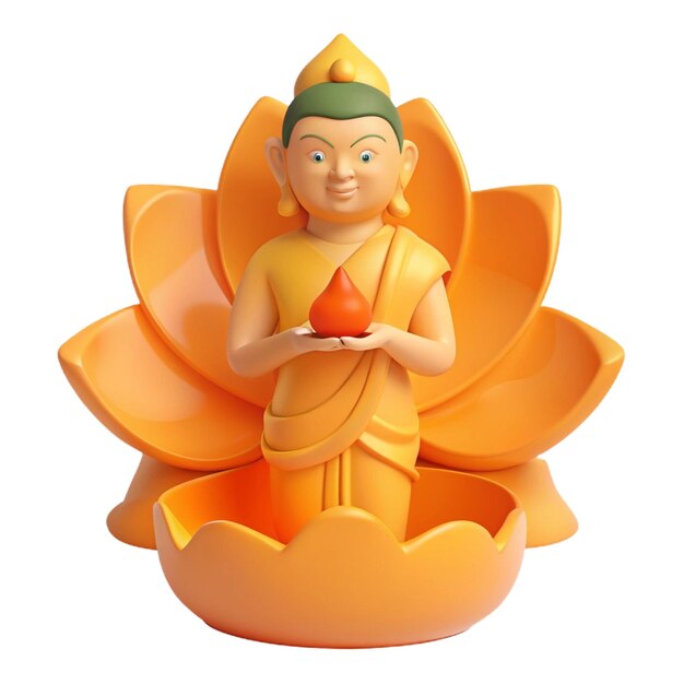 eine Buddha-Statue mit einem Apfel auf dem Kopf