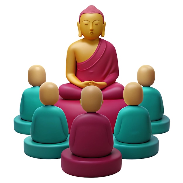 eine Gruppe von Buddhas sitzt vor einer Reihe von Buddhas