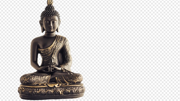 PSD eine statue des autors mit einem goldenen schild, auf dem steht "buddha"