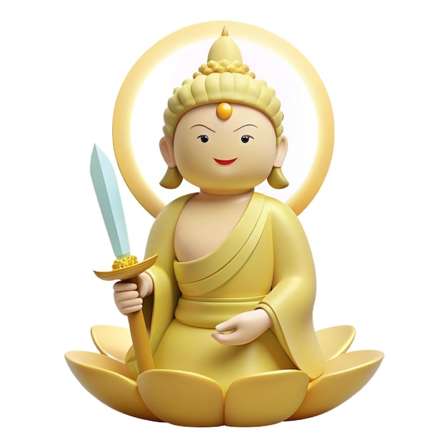 PSD eine statue eines buddhas mit einem schwert in der hand