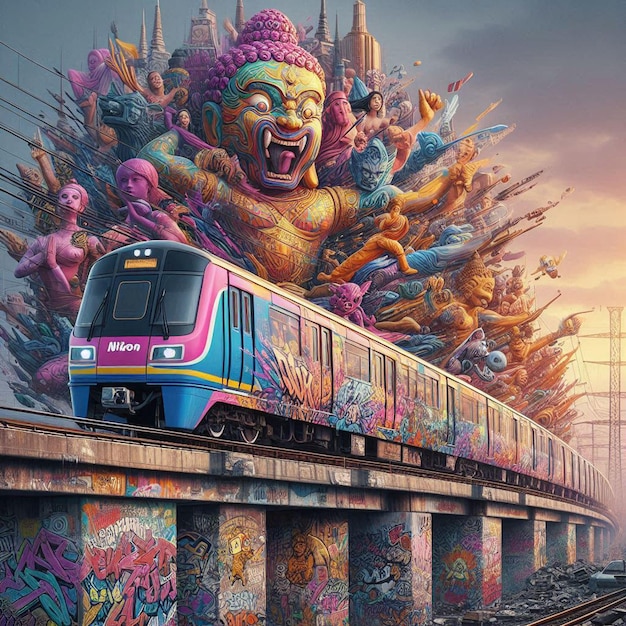 PSD einheimische straßengraffiti in bangkok, wand, social-media-avatar-vorlage, hintergrund-mockup