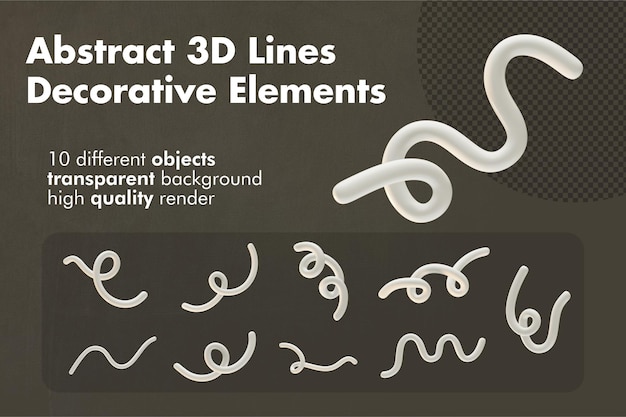 PSD elementos decorativos gráficos de linha 3d abstrato brilhante esbranquiçado