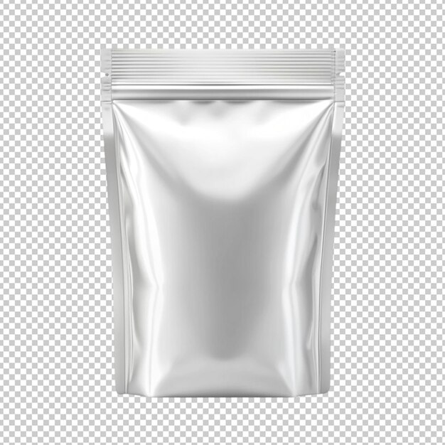 PSD emballage de poche en plastique en feuille blanche 3d sur isolé sur fond transparent