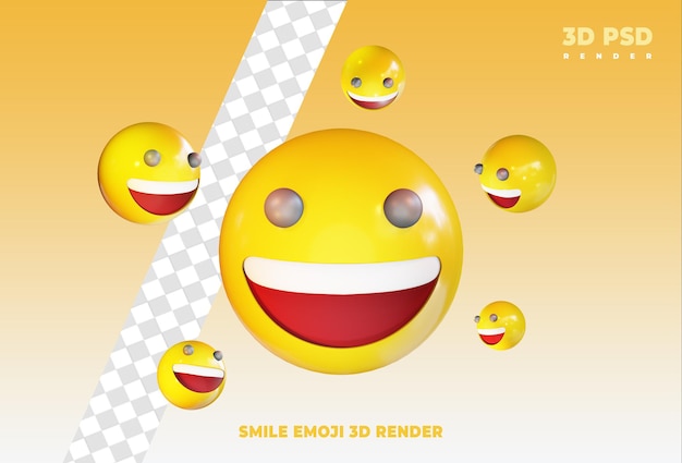 PSD emoji felice con il distintivo dell'icona di rendering 3d sorriso molto felice isolato