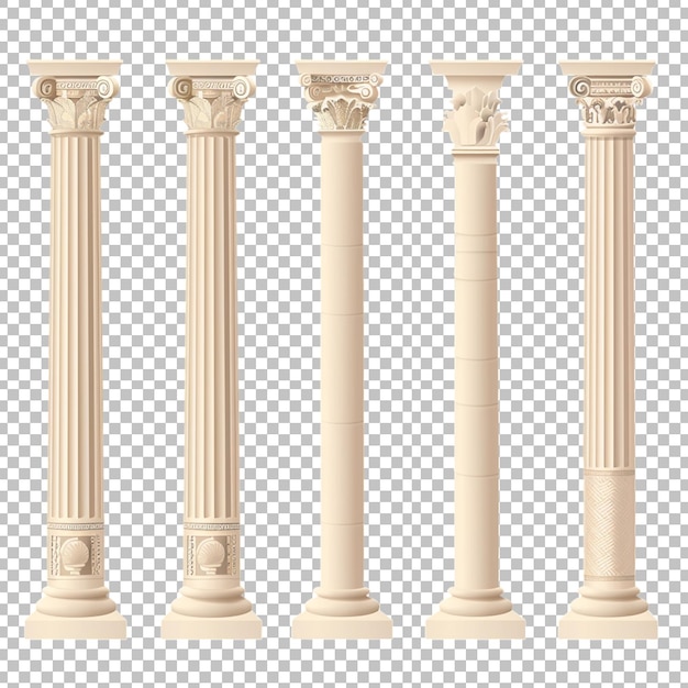 PSD un ensemble de colonnes avec le mot colonne sur fond transparent png