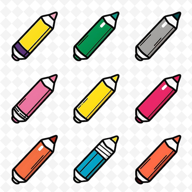 PSD un ensemble de crayons de différentes couleurs avec différentes couleurs