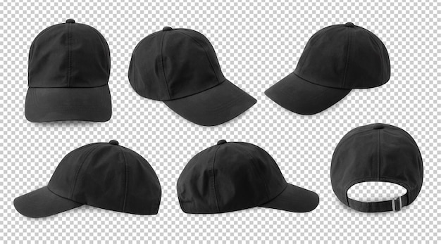 PSD ensemble de fichier psd de découpe de casquette de baseball noire