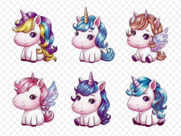 un ensemble de mignons unicorns avec des unicorns