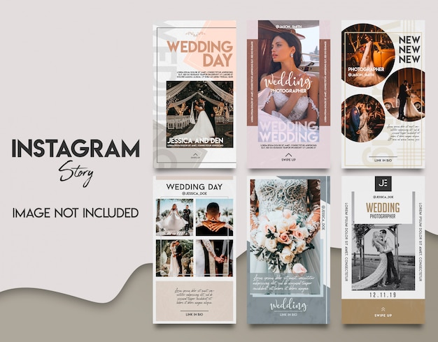 Ensemble de modèles d'histoires de mariage instagram