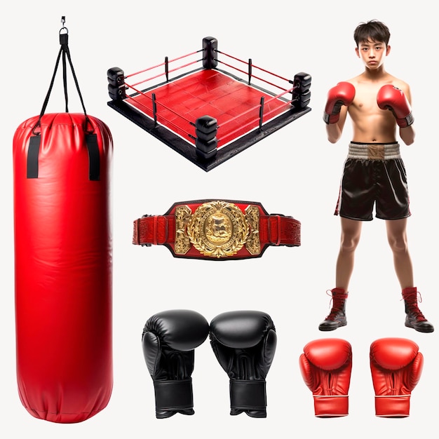 PSD equipamento de boxe e jovem boxeador